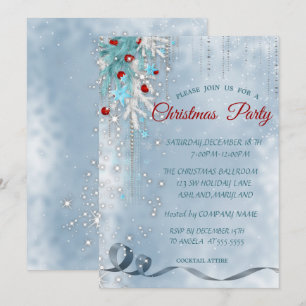 Invitación Bolas de Navidad,Copos de nieve,Estrellas ,Fiesta