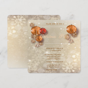 Invitación Bolas de Navidad, Copos de Nieve, Fiesta Corporati