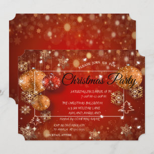 Invitación Bolas de Navidad, Copos de nieve, Fiesta corporati
