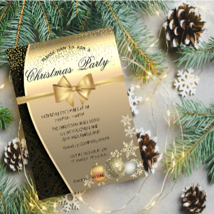 Invitación Bolas de Navidad, Damask Fiesta de Navidad Corpor