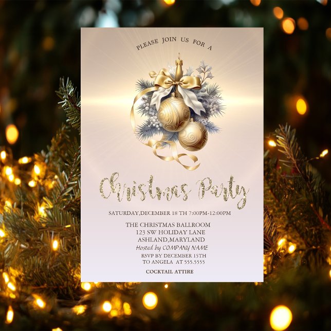 Invitación Bolas de Navidad de Lujo Empresa Dorada  (Subido por el creador)