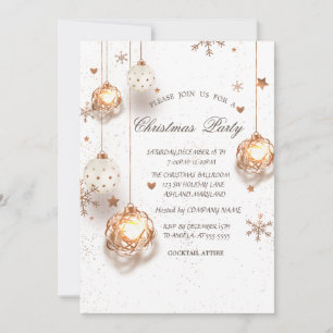 Invitación Bolas de Navidad de oro blanco Fiesta de Navidad d