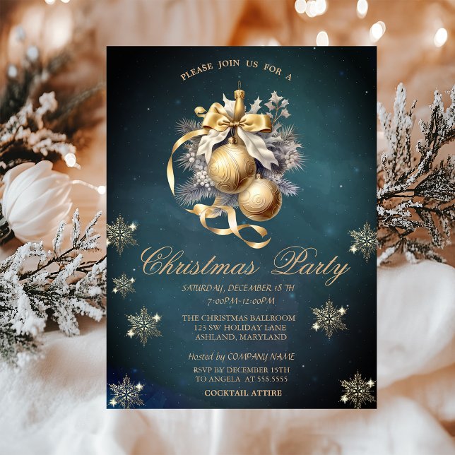 Invitación Bolas de Navidad de Oro, Copos de Nieve Compañía V (Subido por el creador)