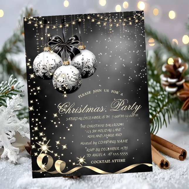 Invitación Bolas de Navidad Elegantes Brillan Fiesta de Navid (Subido por el creador)