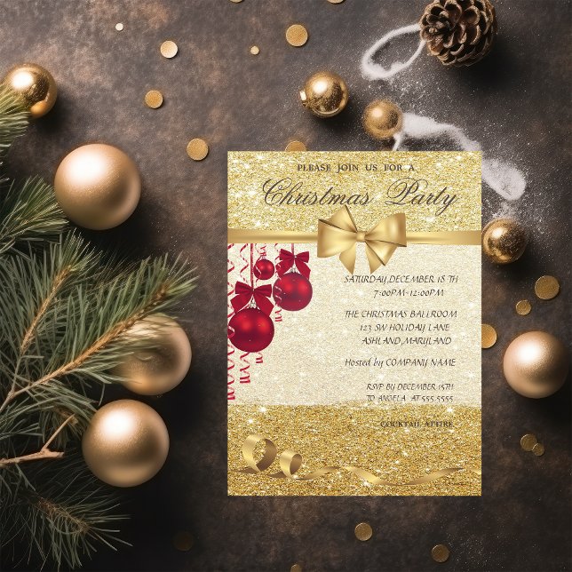 Invitación Bolas de Navidad Elegantes, Brillantes, Fiesta de  (Subido por el creador)