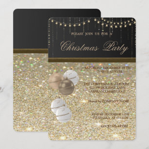 Invitación Bolas de Navidad Elegantes, Brillantes, Fiesta de