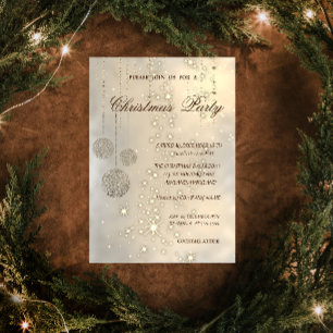 Invitación Bolas de Navidad Elegantes de Moda, Fiesta de Navi