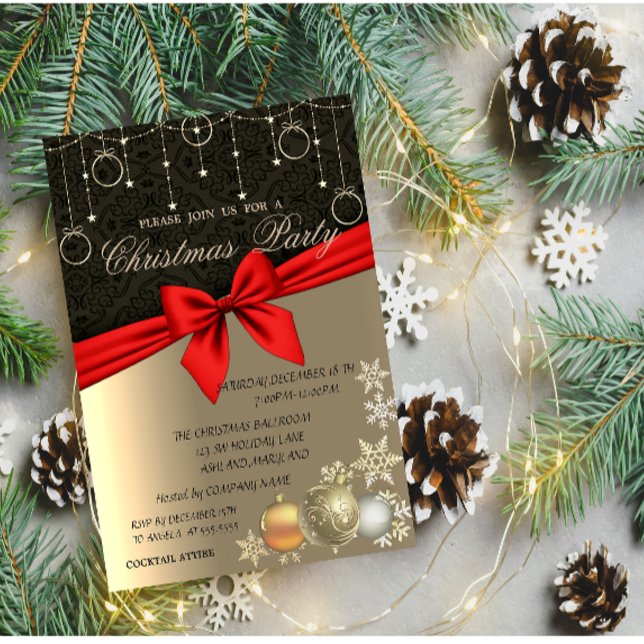Invitación Bolas de Navidad Elegantes, Fiesta de Navidad Corp (Subido por el creador)