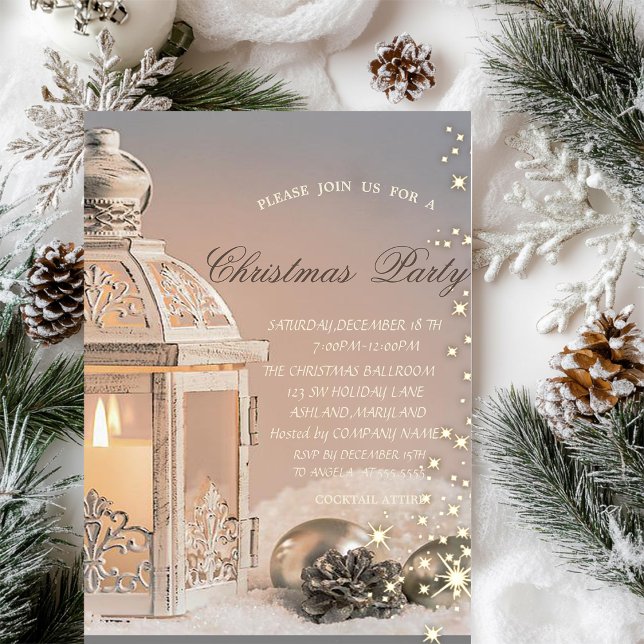 Invitación Bolas de Navidad elegantes,Linterna Fiesta de Navi (Subido por el creador)