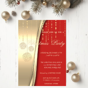 Invitación Bolas de Navidad Elegantes, Rojo, Incorporado Dora