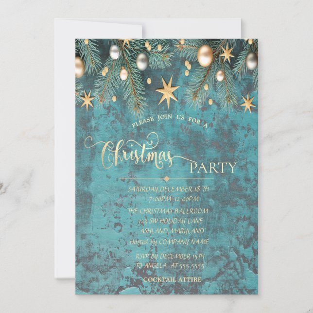 Invitación Bolas de Navidad, Estrellas Fiesta de Empresa (Anverso)