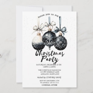 Invitación Bolas de Navidad, Fiesta de Navidad con nieve