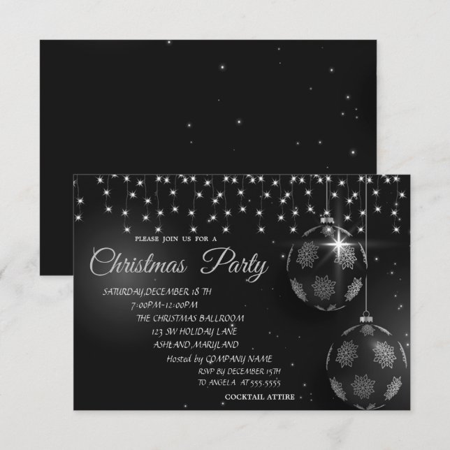 Invitación Bolas de Navidad, Fiesta de Navidad de la empresa  (Anverso / Reverso)