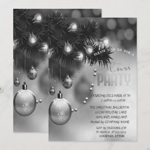 Invitación Bolas de Navidad Grises Fiesta de Navidad Corporat