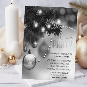 Invitación Bolas de Navidad Grises Fiesta de Navidad Corporat