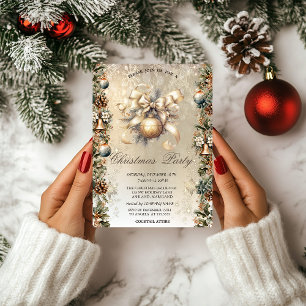 Invitación Bolas de Navidad Lazo Piñas Campanas Navidad