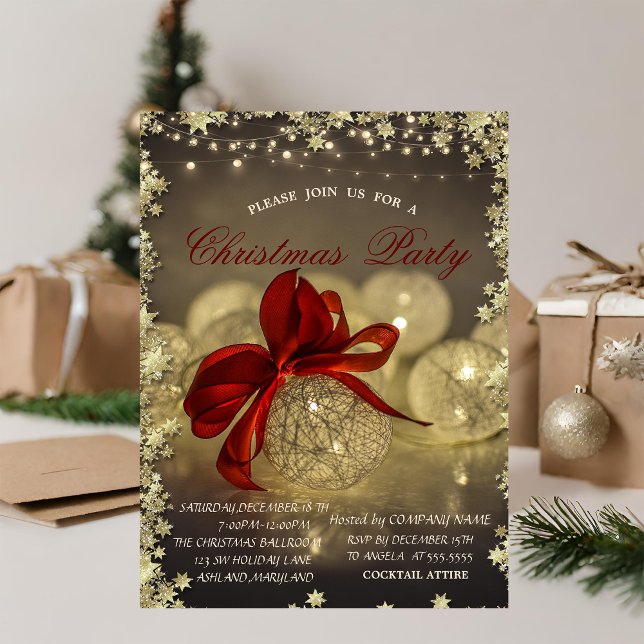 Invitación Bolas de Navidad, Luces de Cadena Empresa de Navid (Subido por el creador)