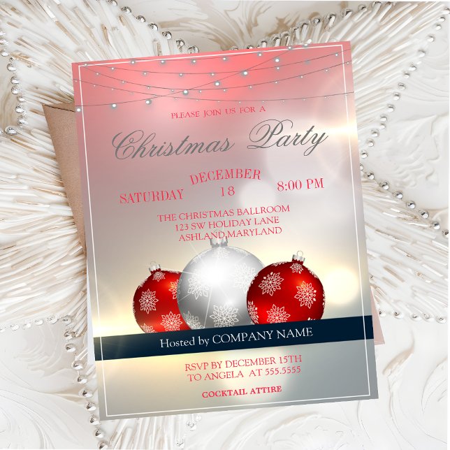 Invitación Bolas de Navidad, Luces  Fiesta de Navidad de la E (Subido por el creador)