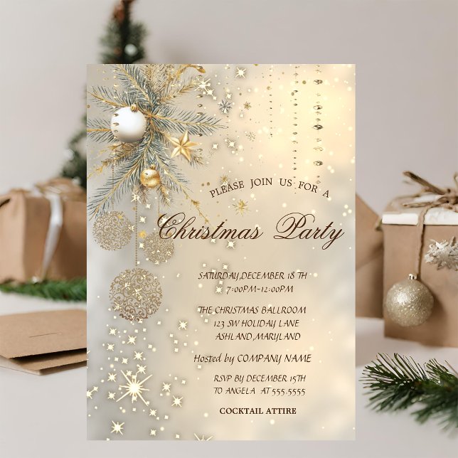 Invitación Bolas de Navidad, ramas fiesta de Navidad (Subido por el creador)