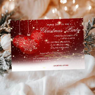 Invitación Bolas de Navidad, Rojos, Fiesta de Navidad Corpora
