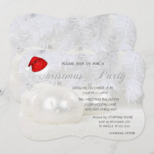 Invitación Bolas de Navidad,Sombrero de Santa, Fiesta de Navi