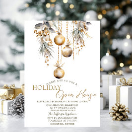 Invitación Bolas de Navidad Vintage Casa Abierta de Vacacione