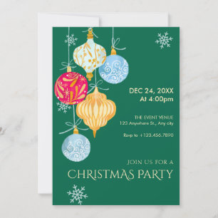 Invitación Bolas de navidades de color agua