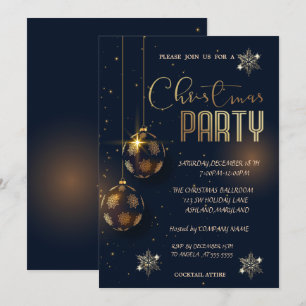 Invitación Bolas Doradas de Copos de Nieve Corporación de Nav