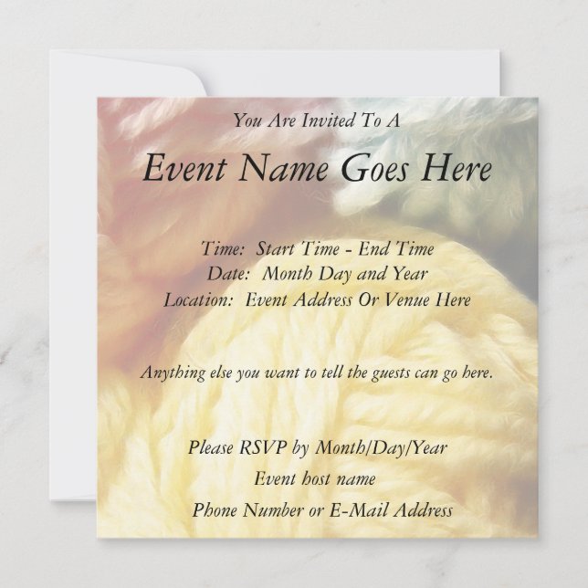 Invitación Bolas Suaves De Yarn (Anverso)