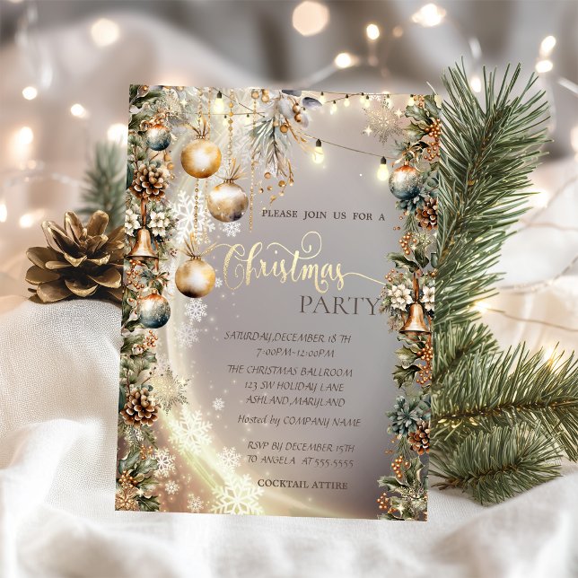 Invitación Bolas vintage Campanas Piñas Navidad  (Subido por el creador)
