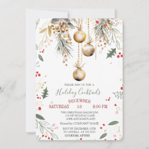 Invitación Bolas Vintage Compañía de Bayas de Acebo Navidad 