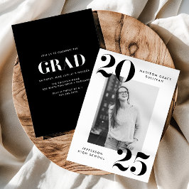 Invitación Bold 2023 Black Lettering Photo Graduation Party
