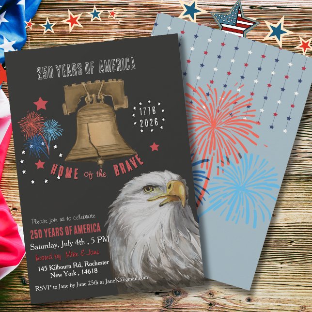 Invitación Bold 250th Anniversary Patriotic Eagle & Liberty  (Bold 250th Anniversary Patriotic Eagle & Liberty Invitation)