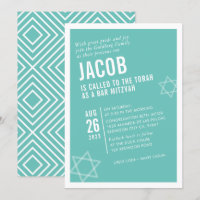 BOLD BAR MITZVAH simple ángulo moderno menta blanc