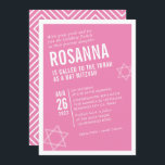 Invitación BOLD BAT MITZVAH simple ángulo moderno rosa blanco<br><div class="desc">por kat massard > WWW.SIMPLYSWEETPAPERIE.com Me encanta el diseño,  pero me gustaría ver algunos cambios - otro esquema de color,  producto,  agregar una foto o adaptado para una ocasión diferente - no hay preocupaciones simplemente contáctame - ¡estoy feliz de ayudar! - - - - - - - - -</div>