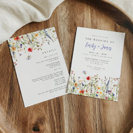 Invitación Bold Boho Wildflower All in One Wedding