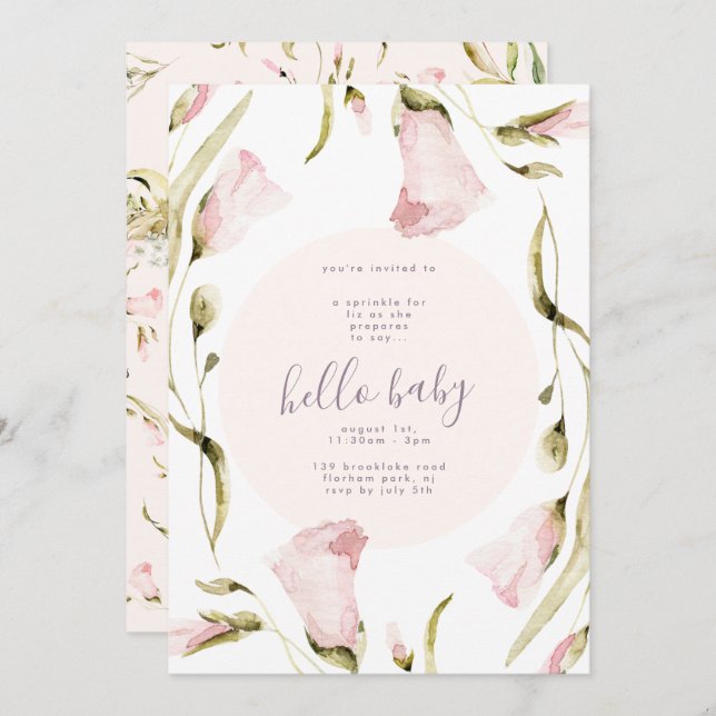 Invitación Bold Boho Wildflower Garden Hello Baby Shower (Anverso / Reverso)