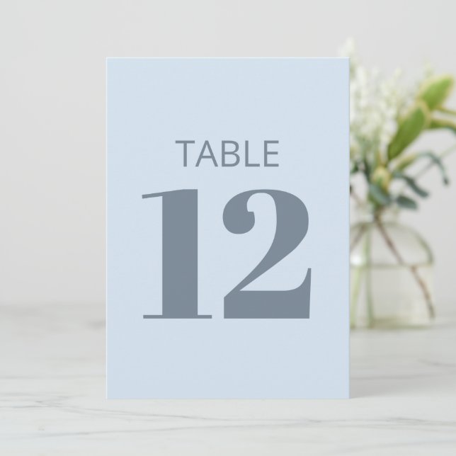 Invitación Bold Cool Soft Light Blue Modern Table Number Sign (Anverso de pie)