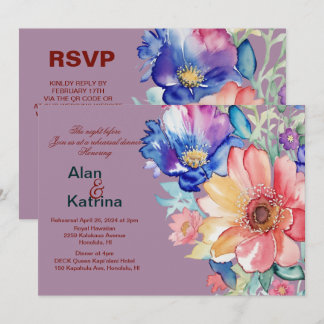 Invitación Bold Floral Magenta Wedding Rehearsal Dinner