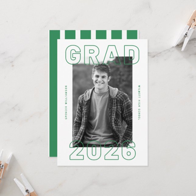 Invitación Bold Graduation Photo Card | Custom Announcement (Anverso/Reverso In Situ)