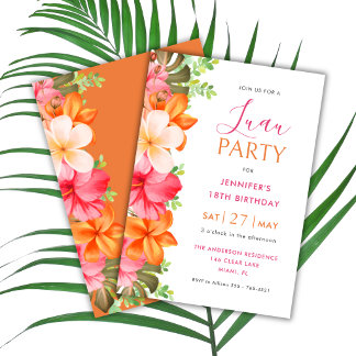 Invitación Bold Lush Tropical Floral Luau Birthday