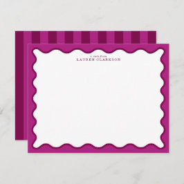 Invitación Bold Magenta & Berry Pink Wavy Note Card