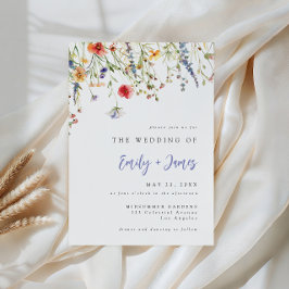Invitación Bold Minimal Wildflower Wedding Invitation