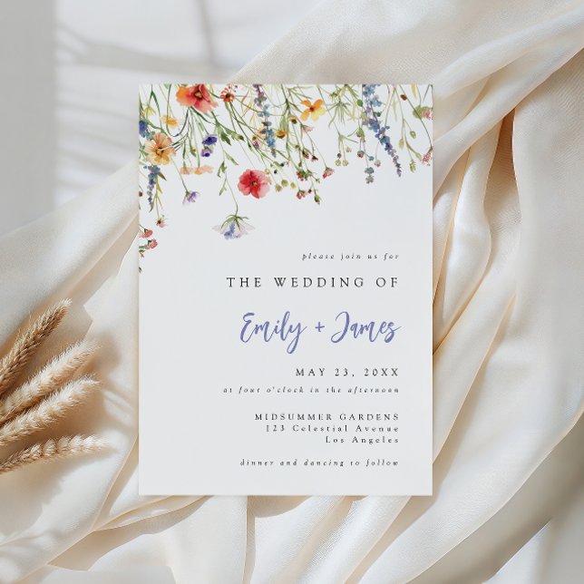 Invitación Bold Minimal Wildflower Wedding Invitation (Subido por el creador)