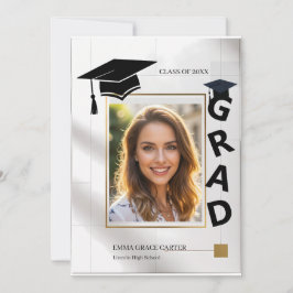 Invitación Bold Modern GRAD Typography Gold Photo Graduation