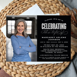 INVITACIÓN BOLD MODERNA CELEBRACIÓN DE SCRIPT FUNERAL