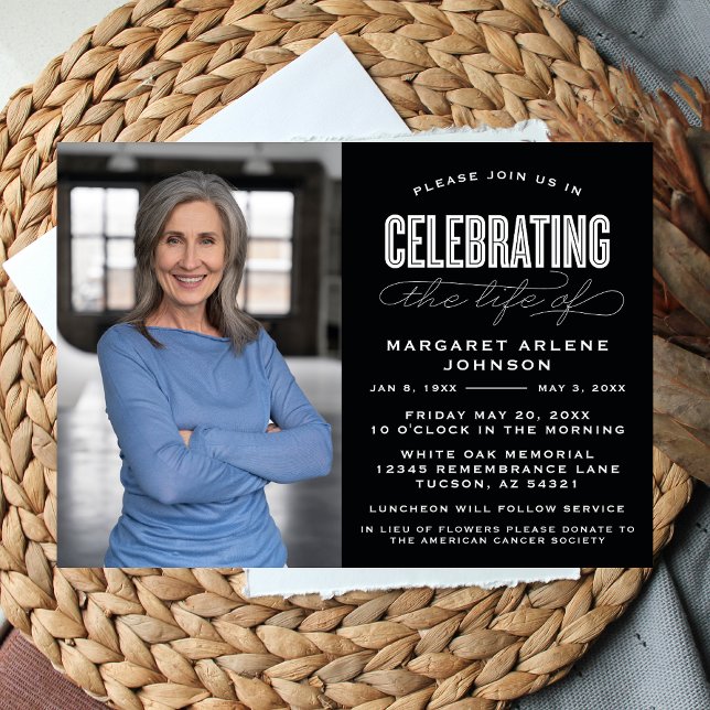 INVITACIÓN BOLD MODERNA CELEBRACIÓN DE SCRIPT FUNERAL (Subido por el creador)