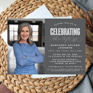 INVITACIÓN BOLD MODERNA CELEBRACIÓN DE SCRIPT FUNERAL