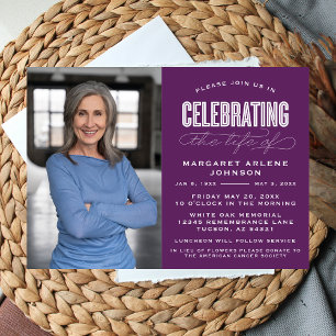 INVITACIÓN BOLD MODERNA CELEBRACIÓN DE SCRIPT FUNERAL