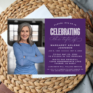 INVITACIÓN BOLD MODERNA CELEBRACIÓN DE SCRIPT FUNERAL